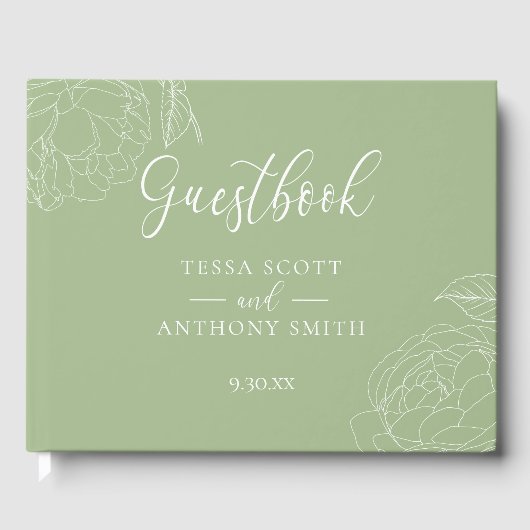 Classy Elegant Sage Green Wedding Gastenboek (Voorkant)