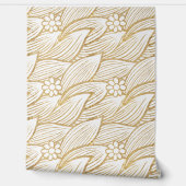 Classy Elegant Schattige Wit en Goud Daisy Pattern Behang (Afrollen)