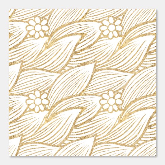 Classy Elegant Schattige Wit en Goud Daisy Pattern Behang (Voorkant)