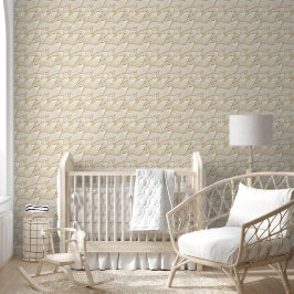 Classy Elegant Schattige Wit en Goud Daisy Pattern Behang