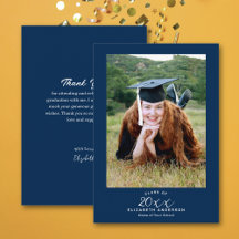 Classy Elegant Script Navy Blue Afstuderen Foto