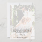 Classy Elegant Script Pas getrouwd Photo Overlay Bedankkaart (Achterkant)