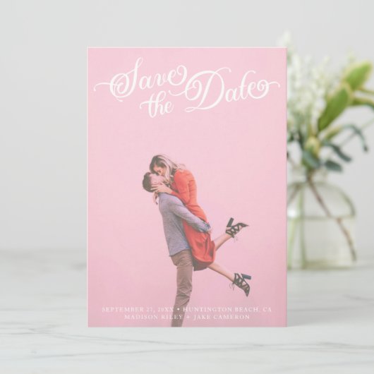 Classy Elegant  Script Save the Date Kaart (Staand voorkant)