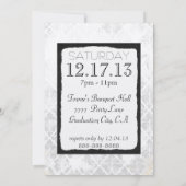 Classy Elegant Silver Damask retication party Kaart (Achterkant)