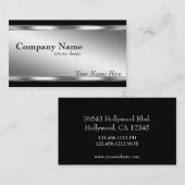 Classy Elegant Silver en Black Visitekaartje (Voorkant / Achterkant)