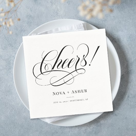 Classy Elegant Simple Cheers Gepersonaliseerde bru Servet