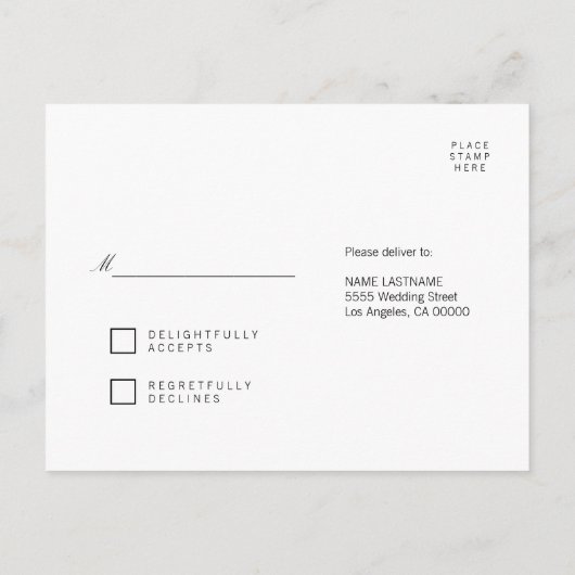 Classy Elegant Simple White Response RSVP Briefkaa Uitnodiging Briefkaart (Achterkant)