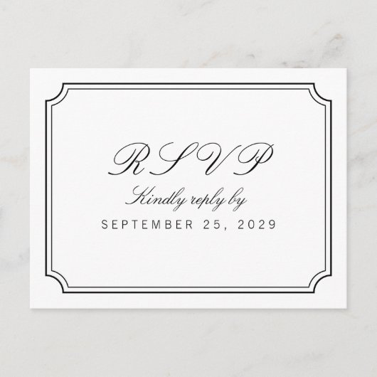 Classy Elegant Simple White Response RSVP Briefkaa Uitnodiging Briefkaart (Voorkant)