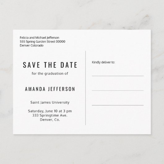 Classy elegant slaat de foto van het datumafstuder aankondigingskaart (Achterkant)