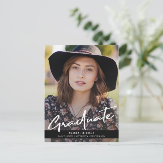 Classy elegant slaat de foto van het datumafstuder aankondigingskaart (Staand voorkant)