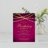 Classy Elegant String Lights 60e Verjaardagsfeestj Folie Uitnodiging Briefkaart (Staand Voorkant)