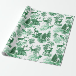 Classy Elegant Vintage Green Deer in Woodland Cadeaupapier