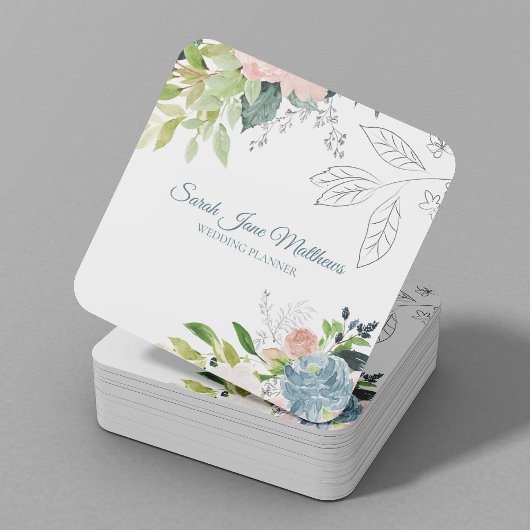 Classy elegant waterverf foliage bruiloft planner vierkante visitekaartje