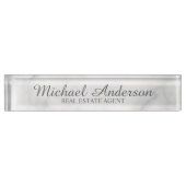 Classy Elegant White Marble Naambordje (Voorkant)