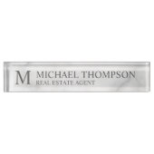 Classy Elegant White Marble Naambordje (Voorkant)