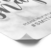 Classy Elegant White Marble Oh Snap Wedding Sign Poster (Hoek)