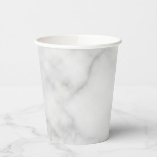 Classy Elegant White Marble Pattern Papieren Bekers (Links)
