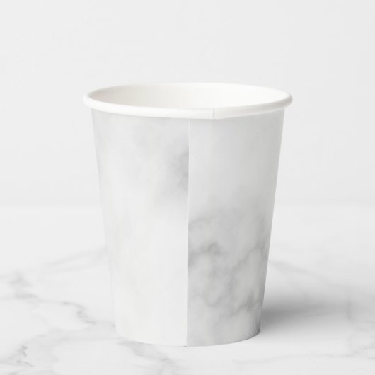 Classy Elegant White Marble Pattern Papieren Bekers (Rechts)