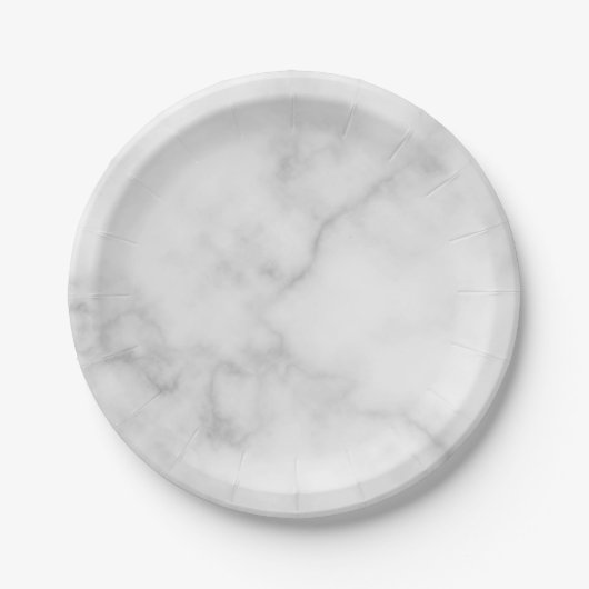 Classy Elegant White Marble Pattern Papieren Bordje (Voorkant)