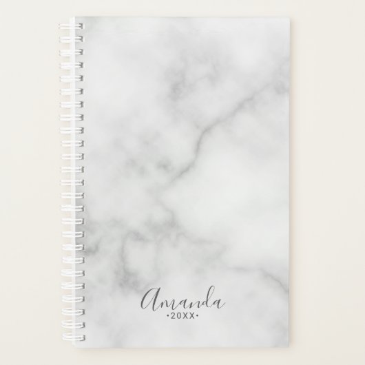 Classy Elegant White Marble Pattern Planner (Voorkant)