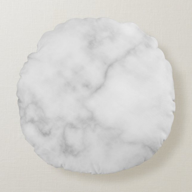 Classy Elegant White Marble Pattern Rond Kussen (Voorkant)