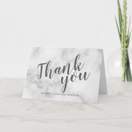 Classy Elegant White Marble Wedding Bedankt (Voorkant)
