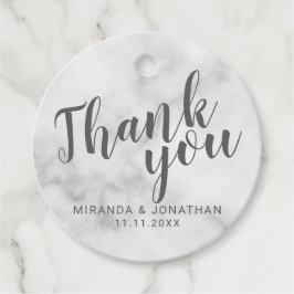 Classy Elegant White Marble Wedding Bedankt Bedankjes Labels