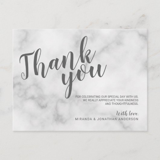 Classy Elegant White Marble Wedding Bedankt Briefkaart (Voorkant)