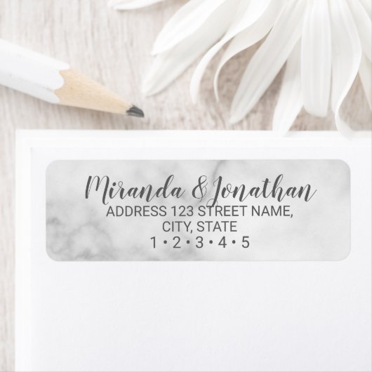 Classy Elegant White Marble Wedding Etiket (Insitu)