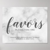 Classy Elegant White Marble Wedding Favors Sign Poster (Voorkant)