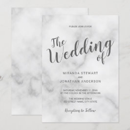 Classy Elegant White Marble Wedding Kaart