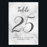 Classy Elegant White Marble Wedding Kaart<br><div class="desc">Classy Elegant Wit Marmeren Tafelnummer met titel in grijs modern script lettertype met details in grijs modern sans serif lettertype op witte marmeren achtergrond.</div>