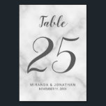 Classy Elegant White Marble Wedding Kaart<br><div class="desc">Classy Elegant Wit Marmeren Tafelnummer met titel in grijs modern script lettertype met details in grijs modern sans serif lettertype op witte marmeren achtergrond.</div>