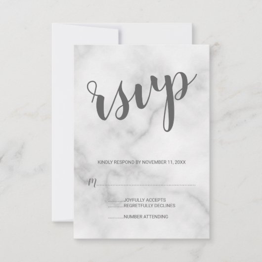 Classy Elegant White Marble Wedding RSVP (Voorkant)