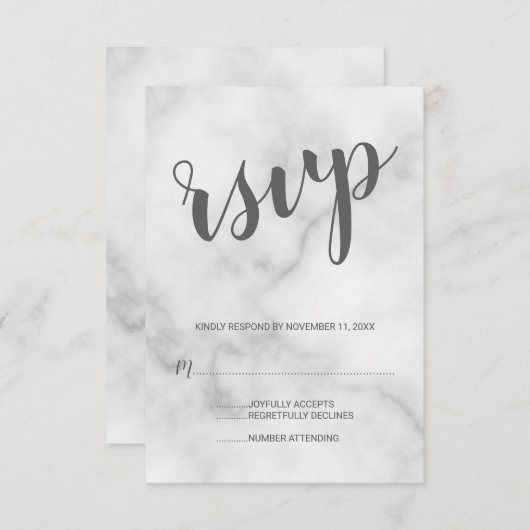 Classy Elegant White Marble Wedding RSVP (Voorkant / Achterkant)