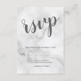 Classy Elegant White Marble Wedding RSVP Kaartje