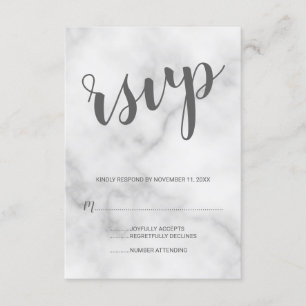Classy Elegant White Marble Wedding RSVP Kaartje
