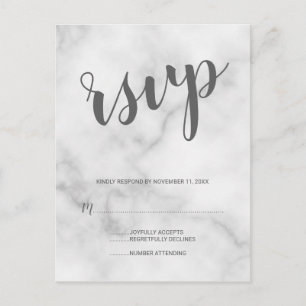 Classy Elegant White Marble Wedding RSVP Uitnodiging Briefkaart