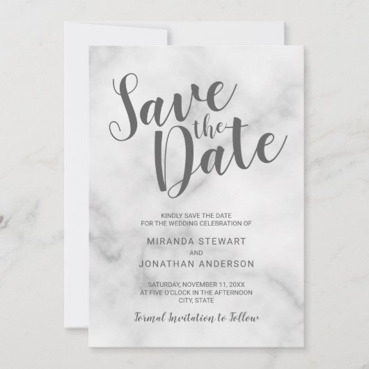 Classy Elegant White Marble Wedding Save the Date (Voorkant)