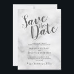 Classy Elegant White Marble Wedding Save the Date<br><div class="desc">Classy Elegant Wit Marmeren Bruiloft Uitnodigingssuite : Sla de Date Kaart met titel in grijs modern script lettertype met bruiloft details in grijs modern sans serif lettertype op witte marmeren achtergrond.</div>