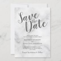 Classy Elegant White Marble Wedding Save the Date