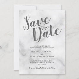Classy Elegant White Marble Wedding Save the Date
