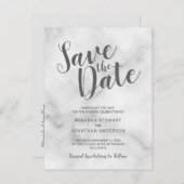 Classy Elegant White Marble Wedding Save the Date Aankondigingskaart (Voorkant / Achterkant)