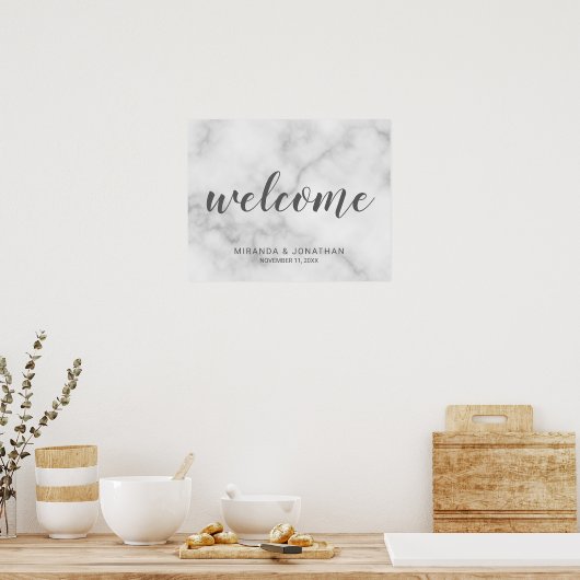 Classy Elegant White Marble Wedding Welcome Sign Poster (Keuken)