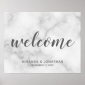 Classy Elegant White Marble Wedding Welcome Sign Poster (Voorkant)