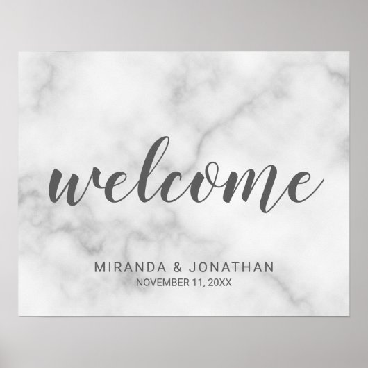 Classy Elegant White Marble Wedding Welcome Sign Poster (Voorkant)