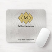 Classy Elegant wit lederen monogram Muismat (Met muis)