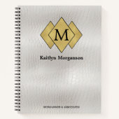 Classy Elegant wit lederen monogram Notitieboek (Voorkant)