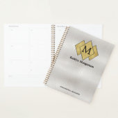 Classy Elegant wit lederen monogram Planner (Display)