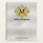 Classy Elegant wit lederen monogram Planner (Voorkant)